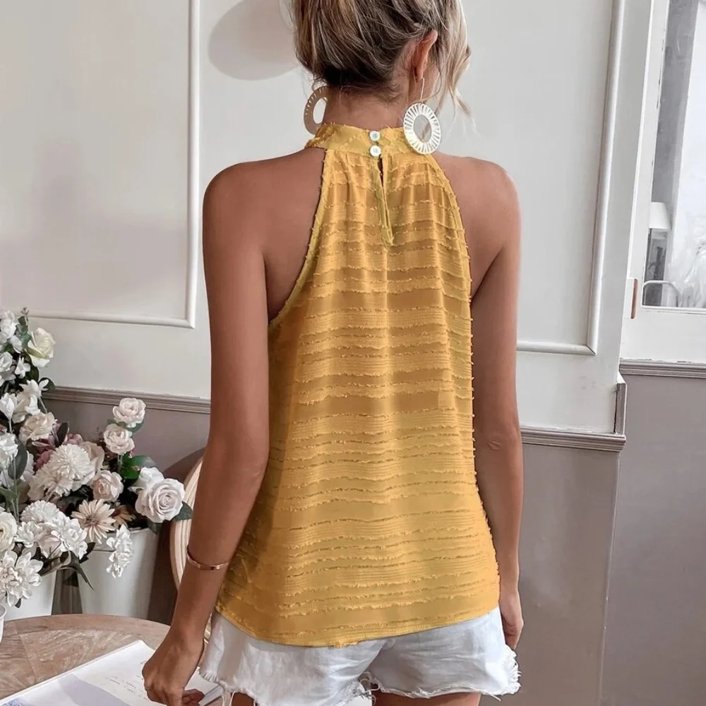 Boho Textured Minimalist Halter Top - Picture 5 of 13